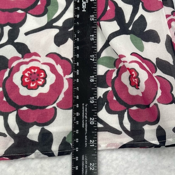 Loft Shirt Womens XS Blouse Off the Shoulder White Pink Rose Print Lined Chiffon - Picture 8 of 13